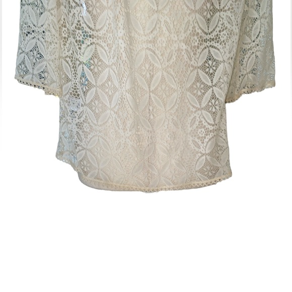 Milly of New York Ivory Lace Eyelet Sheer Tie Neck Blouse - 4 - Picture 7 of 10